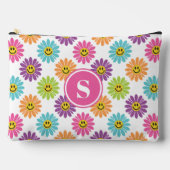 Retro Regenboog Gelukkig Daisy Patroon Monogrammed Etui (Voorkant)