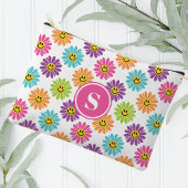Retro Regenboog Gelukkig Daisy Patroon Monogrammed Etui