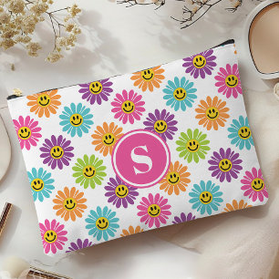 Retro Regenboog Gelukkig Daisy Patroon Monogrammed Etui