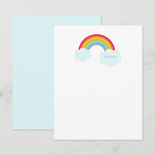 Retro regenboog gepersonaliseerd briefpapier voor  notitiekaartje (Voorkant / Achterkant)