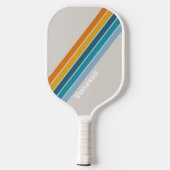 Retro regenboog gestreept met naam pickleball paddle (Achterkant)