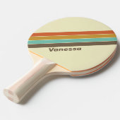  Retro Regenboog Gestreept met Naam Tafeltennisbatje (Voorkant Gekanteld)