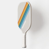 Retro Regenboog Gestreepte met Naam Pickleball Paddle (Links)