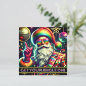 Retro Regenboog Glitter Bal Sinterklaas Kerst Disc Kaart (Staand voorkant)