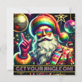 Retro Regenboog Glitter Bal Sinterklaas Kerst Disc Kaart (Voorkant)