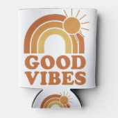 Retro Regenboog Goede Vibes Blikje Koeler (Voorkant)