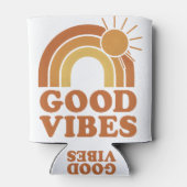Retro Regenboog Goede Vibes Blikje Koeler (Achterkant)