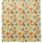 Retro Regenboog Gordijn 70s Pastel Badkamer Vreugd (Voorkant)