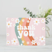 Retro Regenboog Groovy Eén Madeliefje Bedankt Kaar Kaart (Staand voorkant)