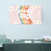Retro Regenboog Groovy One Madeliefje 1e Spandoek (Beurs)