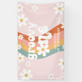 Retro Regenboog Groovy One Madeliefje 1e Spandoek (Verticaal)
