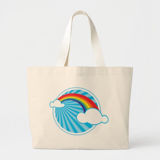RETRO REGENBOOG GROTE TOTE BAG (Voorkant)