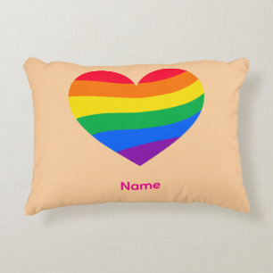 Retro Regenboog Hart - Cute Kleurrijke Abstracte K Accent Kussen