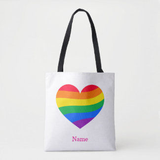 Retro Regenboog Hart - Cute Kleurrijke Abstracte K Tote Bag