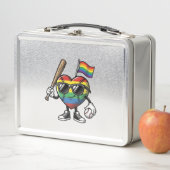 Retro Regenboog Hart Honkbal Pride T-shirt Ontwerp (In situ)