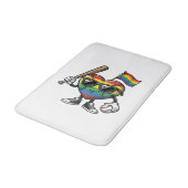 Retro Regenboog Hart Honkbal Pride T-shirt Ontwerp Badmat (Gekanteld)