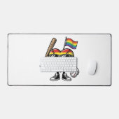 Retro Regenboog Hart Honkbal Pride T-shirt Ontwerp Bureaumat (Keyboard & Muis)