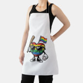 Retro Regenboog Hart Honkbal Pride T-shirt Ontwerp Schort (Insitu)