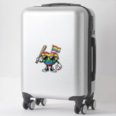 Retro Regenboog Hart Honkbal Pride T-shirt Ontwerp Sticker (Koffer)