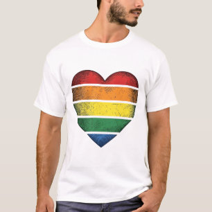 Retro Regenboog Hart Pride Vector T-shirt Ontwerp_