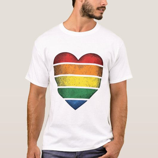 Retro Regenboog Hart Pride Vector T-shirt Ontwerp_ (Voorkant)