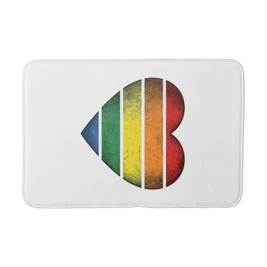 Retro Regenboog Hart Pride Vector T-shirt Ontwerp_ Badmat (Voorkant)