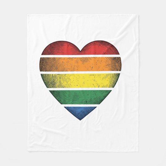 Retro Regenboog Hart Pride Vector T-shirt Ontwerp_ Fleece Deken (Voorkant)