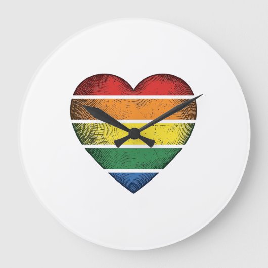 Retro Regenboog Hart Pride Vector T-shirt Ontwerp_ Grote Klok (Voorkant)
