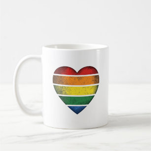 Retro Regenboog Hart Pride Vector T-shirt Ontwerp_ Koffiemok