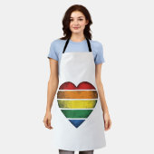 Retro Regenboog Hart Pride Vector T-shirt Ontwerp_ Schort (Gedragen)