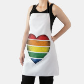 Retro Regenboog Hart Pride Vector T-shirt Ontwerp_ Schort (Insitu)