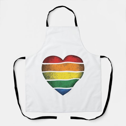 Retro Regenboog Hart Pride Vector T-shirt Ontwerp_ Schort (Voorkant)