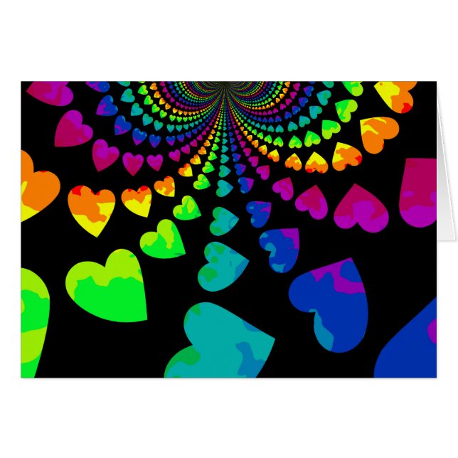 Retro regenboog harten blanco alle gelegenheid (Voorkant Horizontaal)