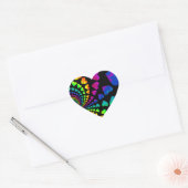Retro regenboog harten op zwart hart sticker (Envelop)