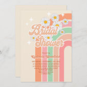 Retro regenboog Hippie 70's roze Bruidsdouche Kaart (Voorkant / Achterkant)