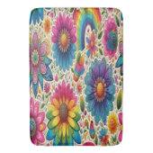 Retro Regenboog Hippie Bloemig Badmat (Voorkant Verticaal)