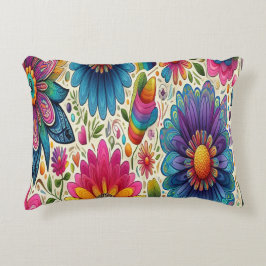 Retro Regenboog Hippie Bloemmotief Accent Kussen