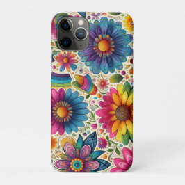 Retro Regenboog Hippie Bloemmotief Case-Mate iPhone Case
