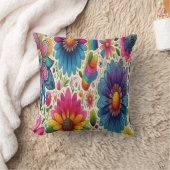 Retro Regenboog Hippie Bloemmotief Kussen (Deken)