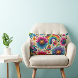 Retro Regenboog Hippie Bloemmotief Kussen