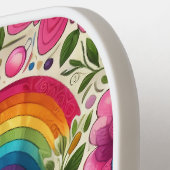 Retro Regenboog Hippie Bloemmotief Pickleball Paddle (Links Detail)