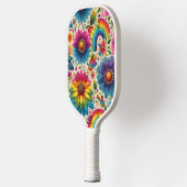 Retro Regenboog Hippie Bloemmotief Pickleball Paddle (Links)