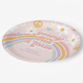 Retro Regenboog Jong Wild Drie 3e Verjaardag Papieren Bordje (Gekanteld)