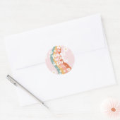 Retro Regenboog Jong Wild Drie Daisy Ronde Sticker (Envelop)