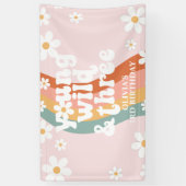 Retro Regenboog Jong Wild Drie Madeliefje Spandoek (Verticaal)