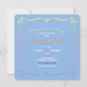 Retro Regenboog Jongen Baby Shower Uitnodiging
