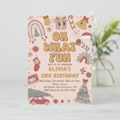 Retro Regenboog Kerstboom Verjaardagsfeest Kaart (Staand voorkant)