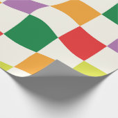 Retro Regenboog Kleurrijke Verwrongen Checkerboard Cadeaupapier (Hoek)