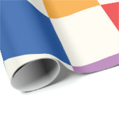 Retro Regenboog Kleurrijke Verwrongen Checkerboard Cadeaupapier (Rol Hoek)