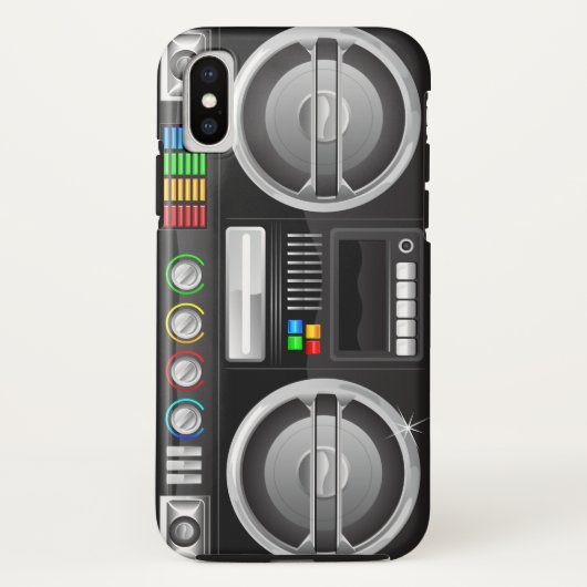 retro regenboog knoppen boombox ghetto master Case-Mate iPhone case (Achterkant)